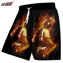 UJWI человек Новая мода танец король пляжные шорты 3D Панк Рок крутой Фабричный выход печатных мужские пламя шорты Лучшие продажи