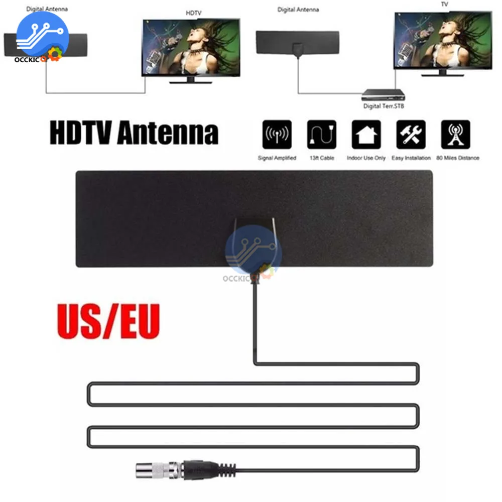 150 Miles 4K ТВ антенна 25 дБ с высоким коэффициентом усиления HD tv внутренний усилитель антенного сигнала универсальный разъем плоский дизайн ТВ антенна