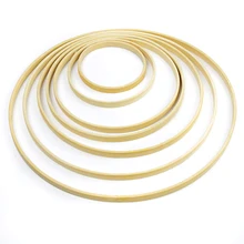 Ensemble de cerceaux en bois de bambou, 5 pièces, cerceaux artisanaux en macramé pour décoration de couronne attrape-rêves