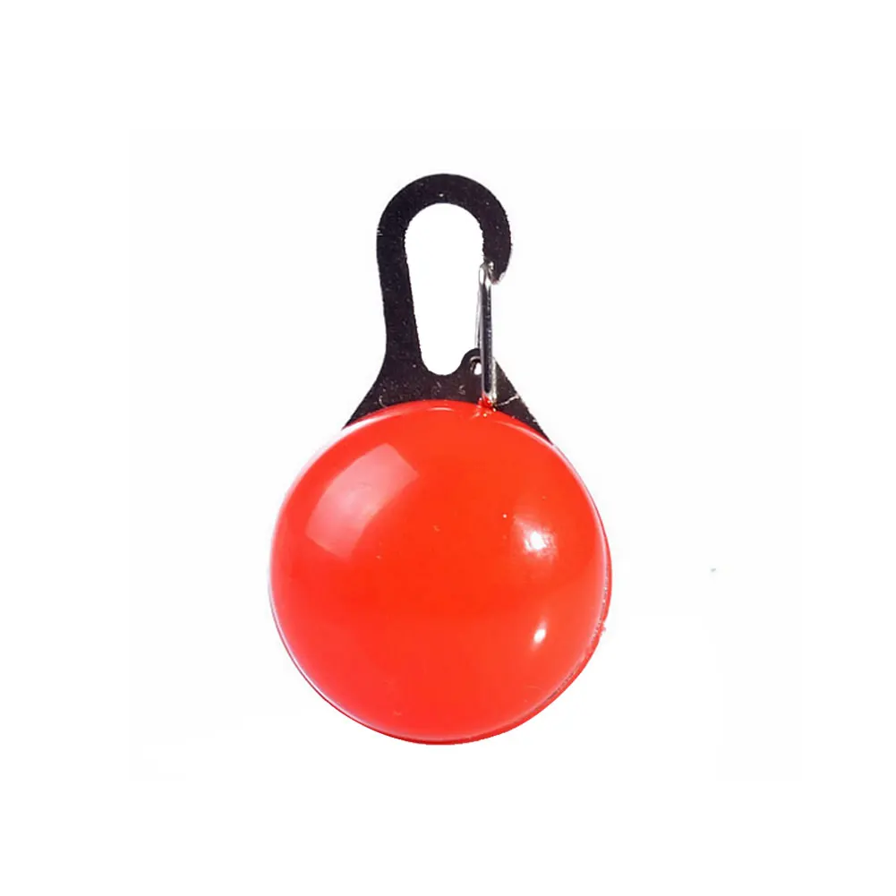 Red Dog Clip-On Collar LED Light Pendant Round Shockproof Safety Flashing Light for Cat Puppy Pets Night Walking Camping
