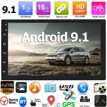 

Android 9.1 Car Stereo GPS Navigation WiFi Bluetooth USB Radio car Viedo PLayer Speed Display 7168 Upgraded 2 DIN Intelligent