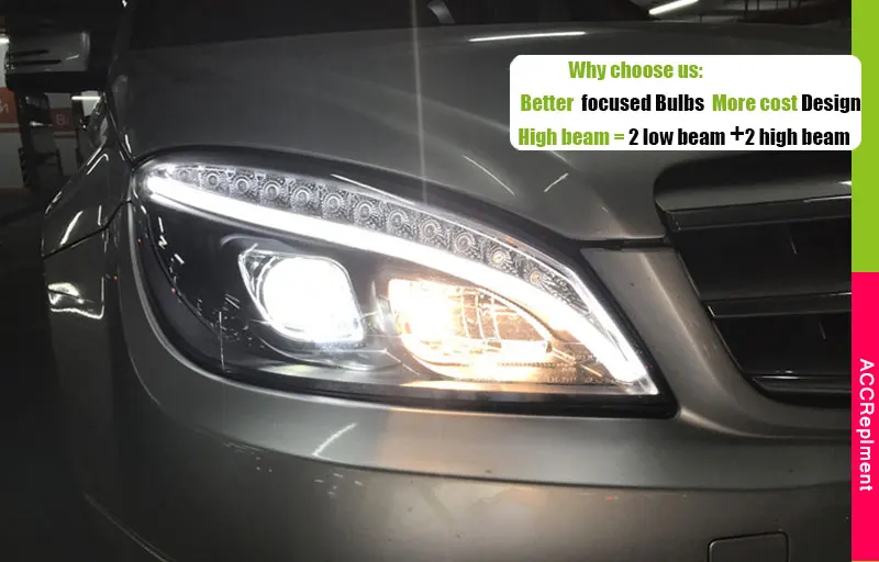 Автомобильный Стайлинг для BENZ W204 головной светильник s angel eyes 2007-2010 для BENZ W204 светодиодный светильник Q5 bi xenon объектив h7 ксеноновый Дневной светильник