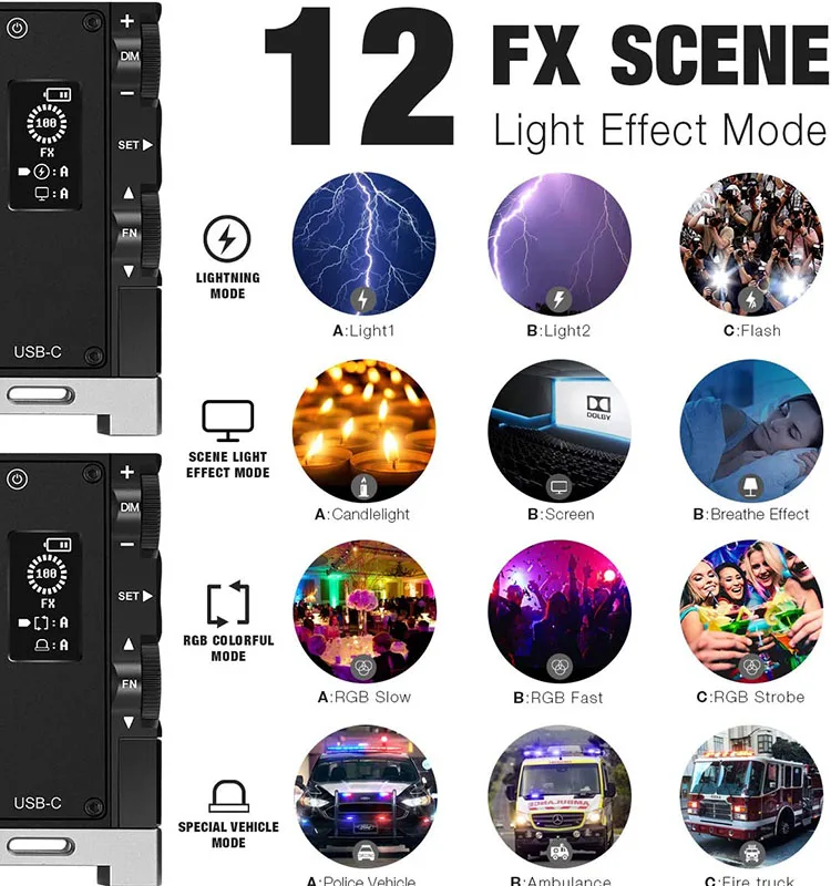 Luz de Preenchimento Pixel Fotografia Lâmpadas Ultra Fino Rgb Cor Cheia Recarregável Bolso Vídeo Luz Youtube Tik Tok Iluminação Led - Image 6
