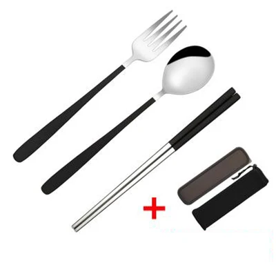 tableware-6 Нержавеющая сталь Slient палочки для еды ложка набор с ящиком для хранения сумка студенческая милая посуда для пикника портативная столовая посуда розовый синий - Цвет: tableware-6