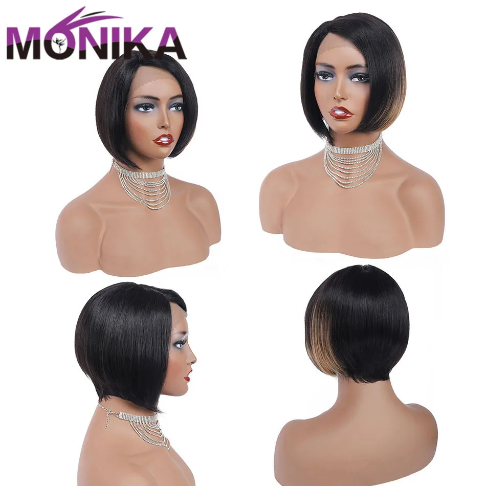 Monika U Part парик # T1BS27 Омбре Бразильские короткие парики из человеческих волос Remy