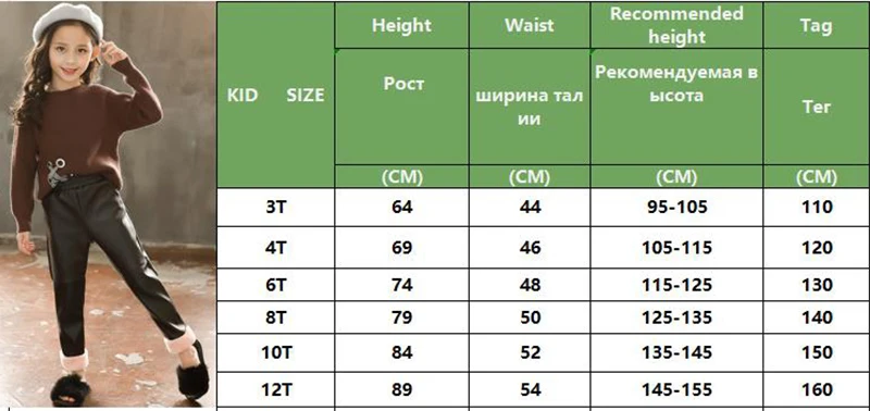 Леггинсы для девочек плотные теплые штаны для маленьких детей Хлопковые Штаны из искусственной кожи зимние леггинсы для девочек плотные леггинсы для маленьких девочек