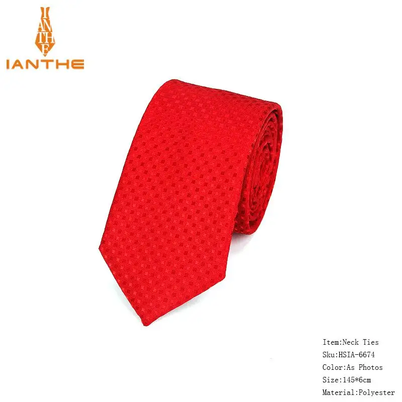 High Quality Ties for Men Fashion Jacquard Woven Classic Mans Necktie For Wedding 6cm Width Slim Groom Neck Tie Red Striped Tie - Цвет: AS photo