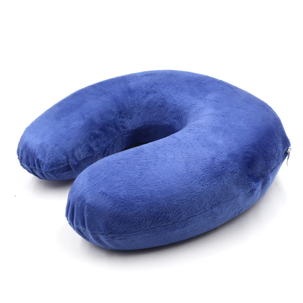 Складная легкая подушка для шеи с ворсом офисная Автомобильная подушка для сна с самолетом h-образная надувная подушка для путешествий с воздушной подушкой - Цвет: B-Royal blue
