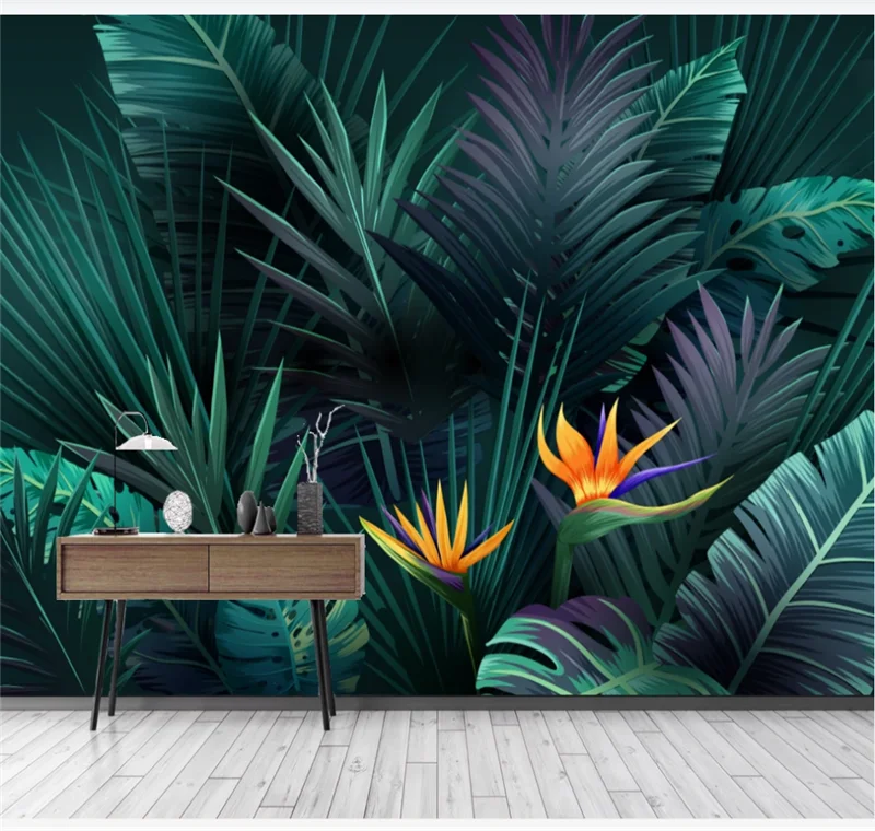 

Xuesu HD abstract plant rainforest banana leaf living room TV sofa bedroom custom wallpaper mural 3D/5D/8D photo wall