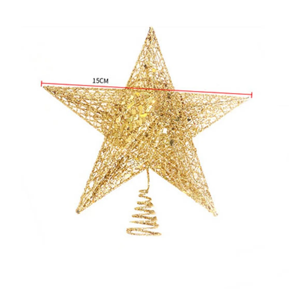 Details about   Christmas Tree Top Wrought Iron Five-Pointed Star Sequin Three-Dimensional Decor 