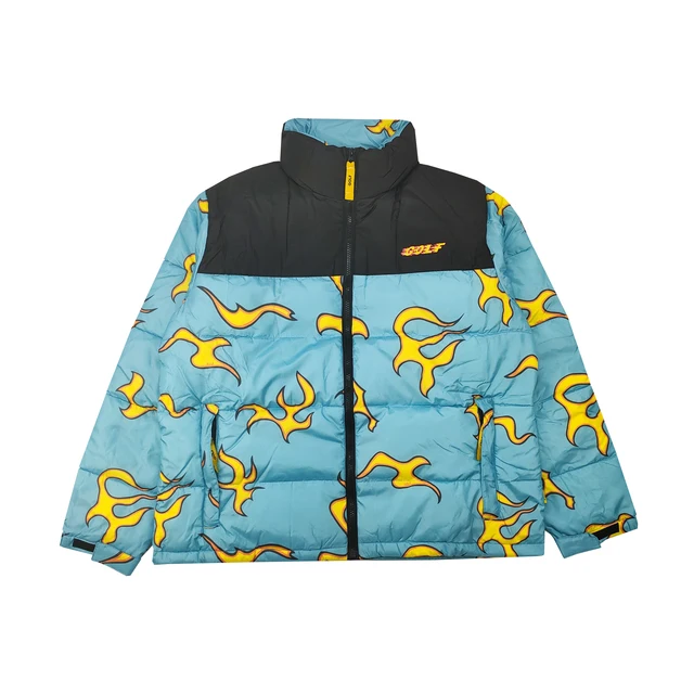 US $61.99 New luxury Men golf Flower Le Fleur Tyler The Creator Blue flame Coats  Jackets  Down Coats Cotto