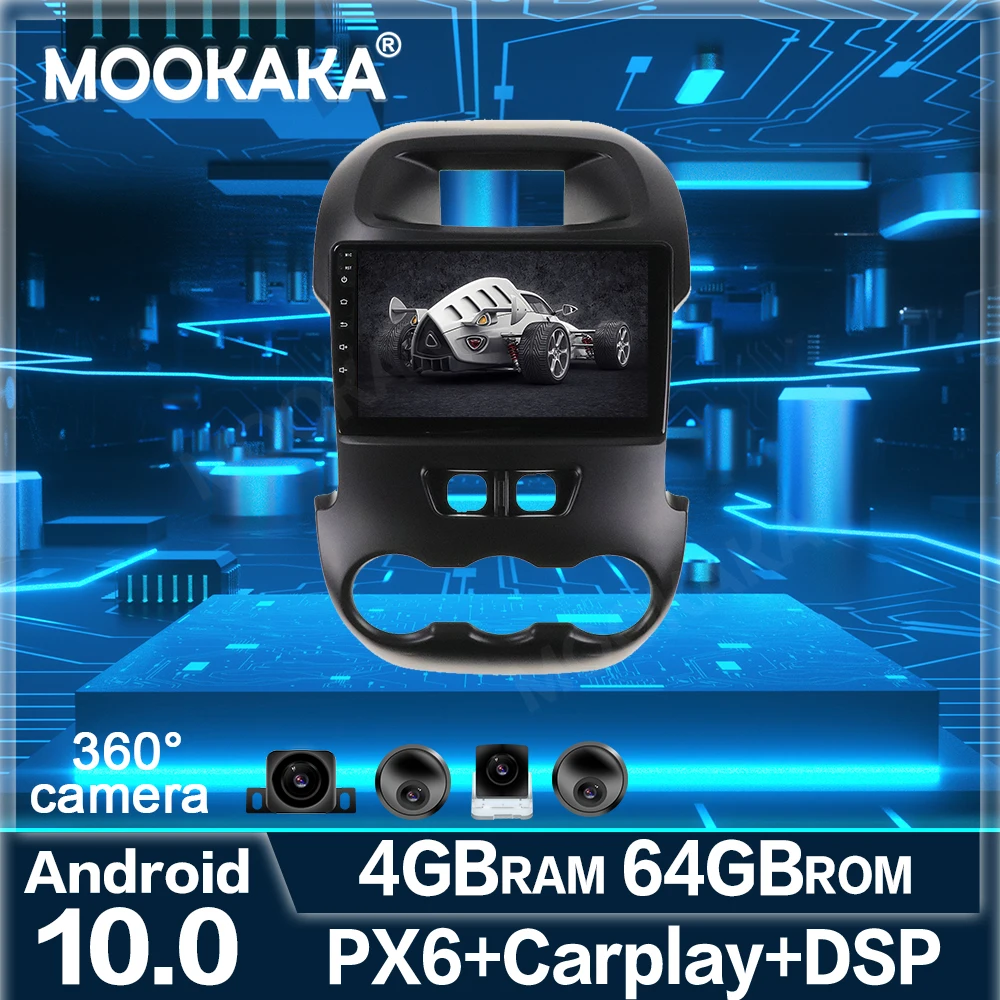 360 камера Android 10 64G Мультимедийный плеер для автомобиля Ford Ranger F250 2011-2014 Радио Аудио
