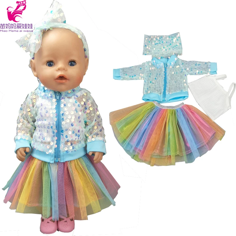 2020 Baby Doll coat 18" Girl Dolls clothes Jackets Rainbow Skirt toys