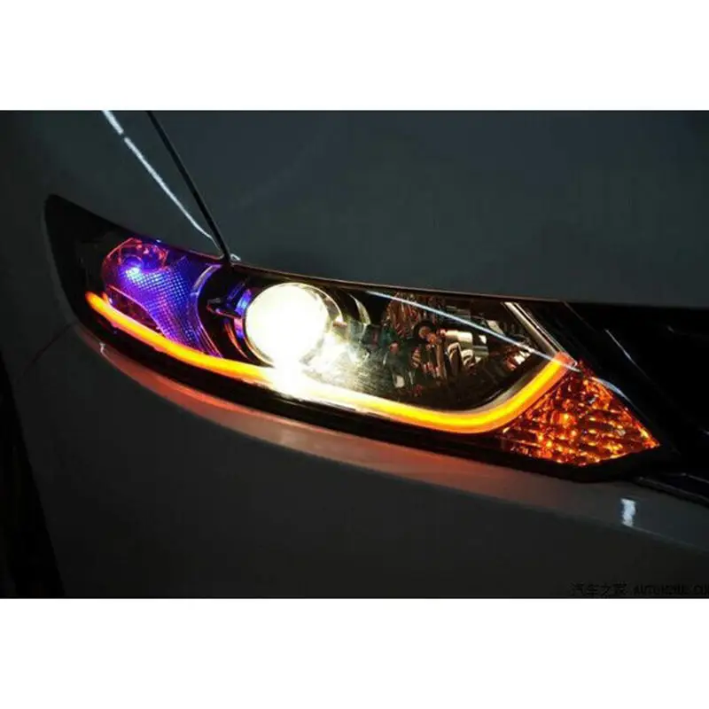45cm Universial Flexible Daytime Running Light Turn Signal Led Strip Car Light Accessories Brake Side Lights Headlights For Auto - Цвет: Yellow