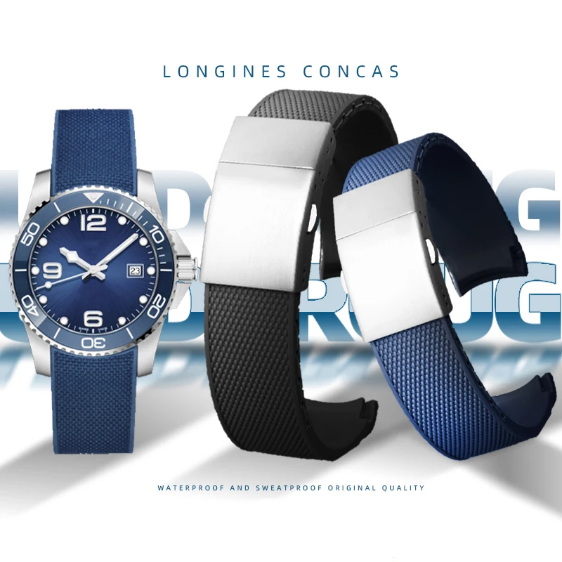 Cinturino Per Orologio In Silicone In Gomma Da 21Mm Cinturino Impermeabile Per Longines Conquest Hydroconquest Strap L3 Series Watch Men Accessories