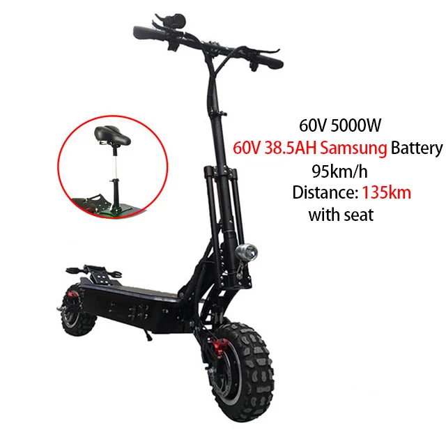 SAMSUNG 60V 38.5AH 5000 Вт 95KMH высокоскоростной Электрический скутер samsung Аккумулятор складной для взрослых с сиденьем Электрический 2 мотор внедорожный мощный Ховерборд - Цвет: SAMSUNG 60V 38.5AH