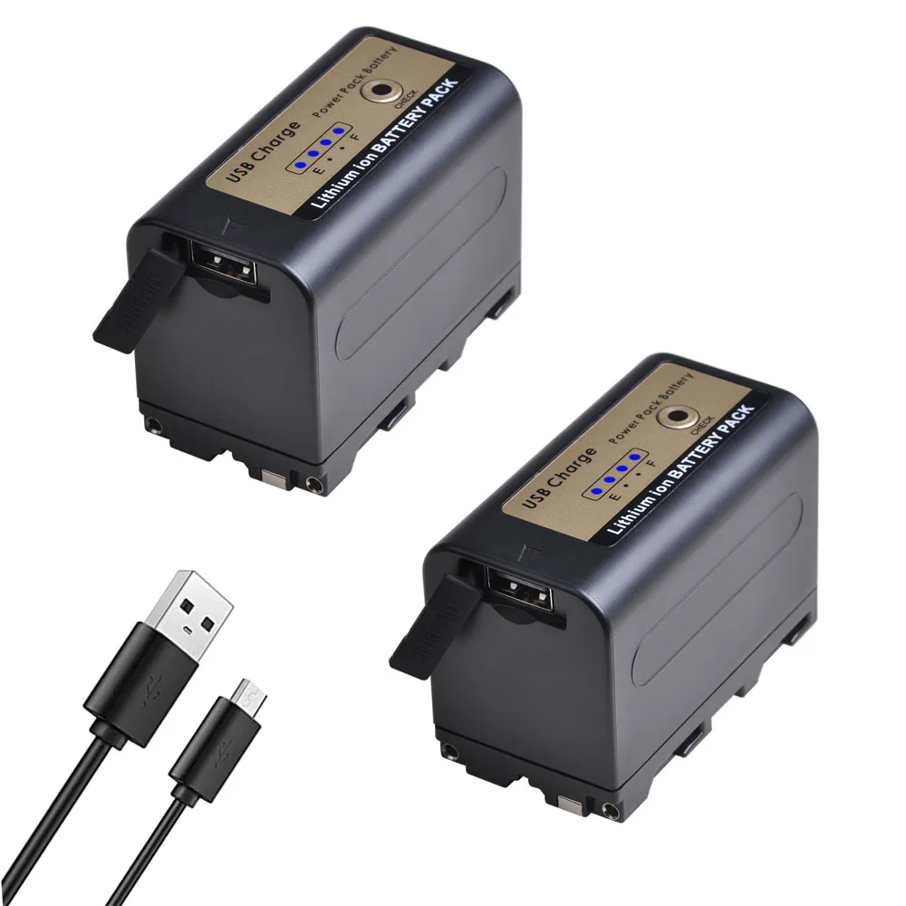 Аккумулятор для телефона с 4 светодиодными лампами USB кабель Sony NP F960 F970 F750 F550 F770