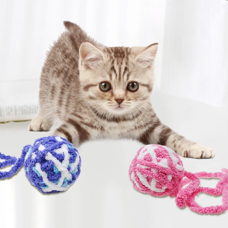 

Interactive Cat Toys Ball Kitten Molar Clean Teeth Bite Biting Puzzle Chew Toy Puppy Scratch Resistant Hand Made Rolling Balls