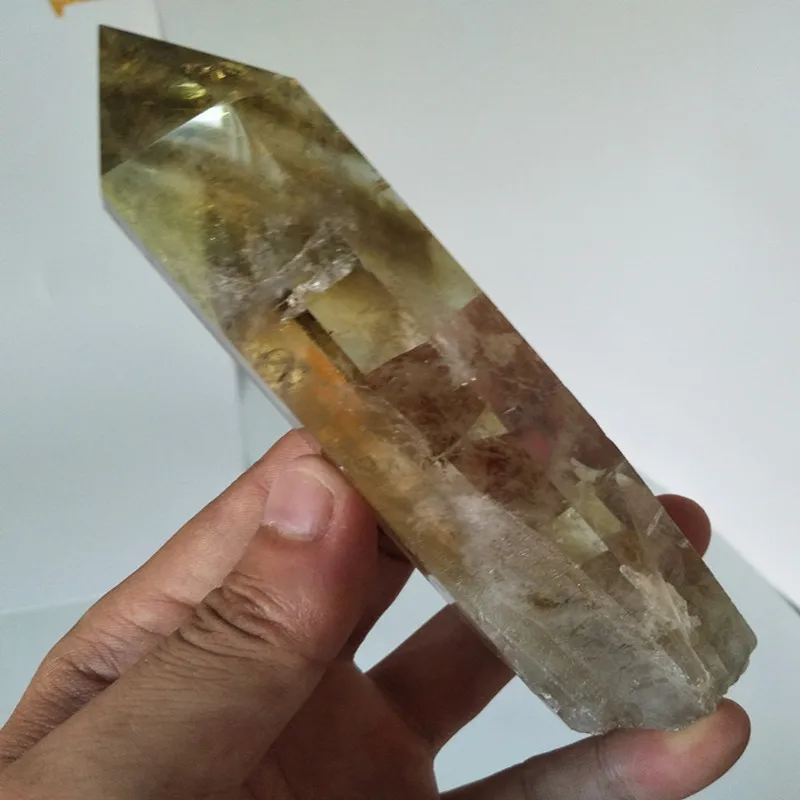 Каменный из натурального цитрина кристалл палочка точка кварц сырой камень обелиск рейки чакры камни и целебные кристаллы - Цвет: A8    259g   140mm