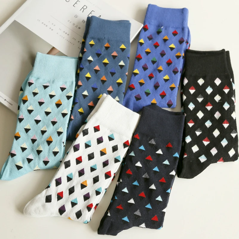 

New Arrivl Men Cotton Socks Casual Socks Square Plaid Men Sports Socks