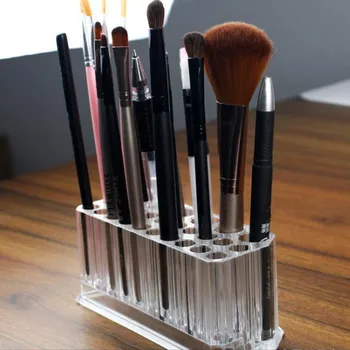 

26 Holes Acrylic Transparent Cosmetic Makeup Brush Holder Stand Organizer Eye Shadow Applicator Storage Box Display Stand