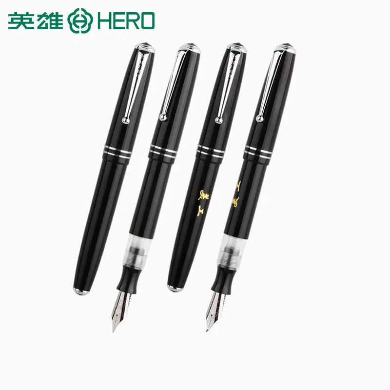 High Quality Hero 856 Plastic Fountain Pen Spin Old Style Black Fude Bending Signature Ink Pen Stationery Office Supplies New