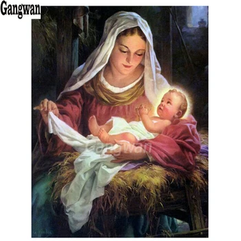 

Full square round drill diy 5d diamond painting virgin Mary baby jesus diamond mosaic cross stitch diamond embroidery Religious