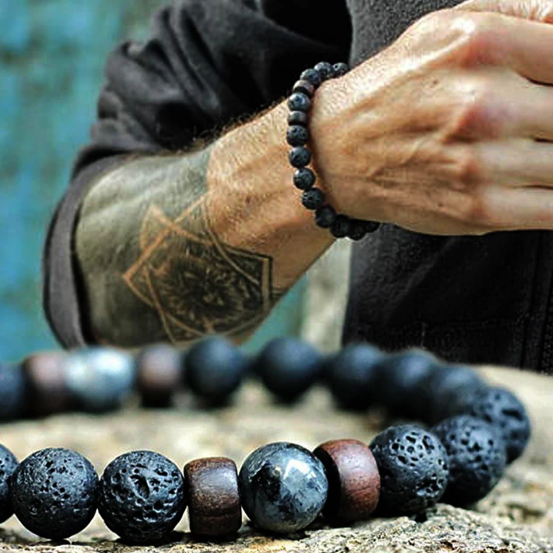 

Men Bracelet Natural Moonstone Bead Tibetan Buddha Bracelet Chakra Lava Stone Diffuser Bracelets Men Jewelry Gift Drop Shipping