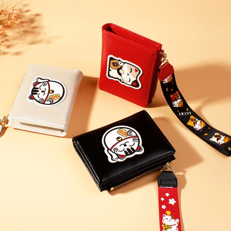 

Cute Patchwork Cat Girls Purse Women Leather Mini Wallet Casual Small Hasp Clutch High Ladies Quality Coin Purse Women Totes Bag