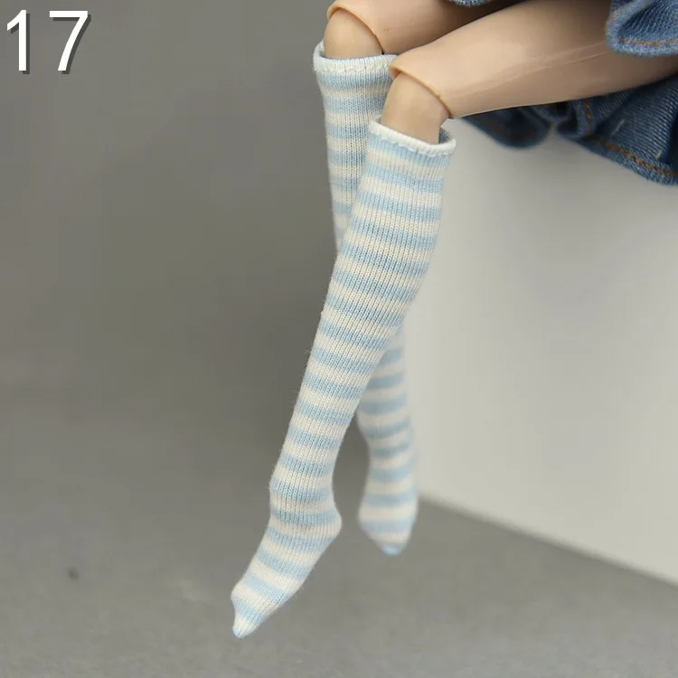 1pair Stockings Stripe Socks for Barbie 1/6 for Blyth licca BJD doll Dolls Handmade Clothes Accessories Baby Girls Gift Toys 6