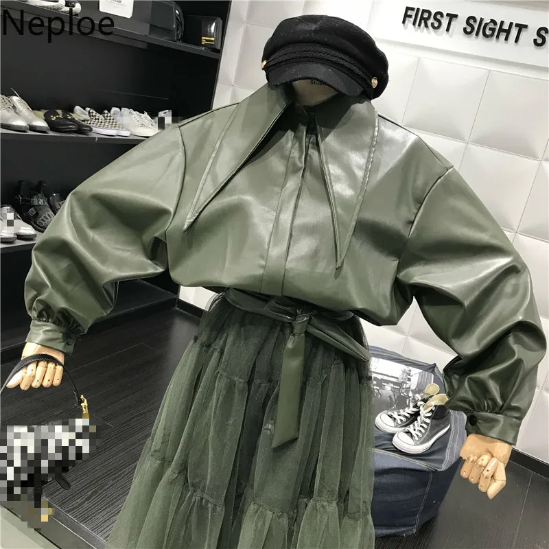 Neploe ретро кожаная куртка женская мода лоскутное кружево Поддельные платье из двух частей для женщин линия тонкая талия Пояс тонкий Vestido осень