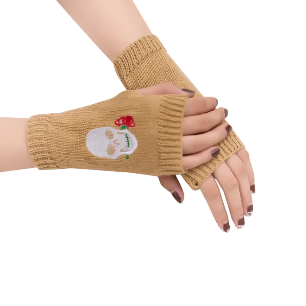 Тактические женские перчатки вязаные перчатки без пальцев Luvas зимние перчатки с черепом теплые Рукавицы Guantes тактильные Guantes Invierno Mujer# LR2