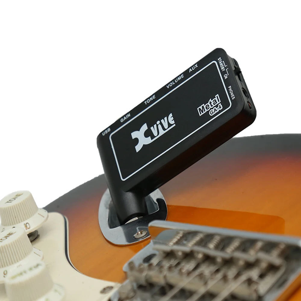 GA4 Metal Mini Portable Guitar Amp Rechargeable Electric Guitar Plug Headphone Amplifier