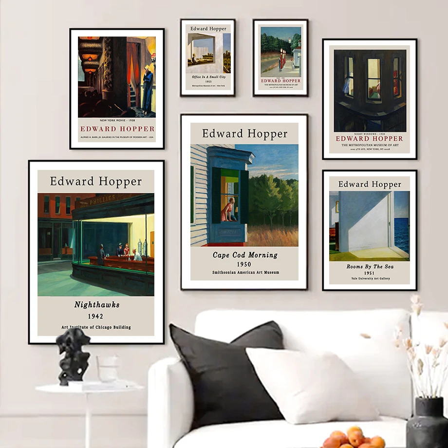 エドワード · ホッパーナイトホークス現実主義リアリズム壁アートキャンバス絵画北欧ポスターやプリント壁の写真リビングルームのインテリア絵画