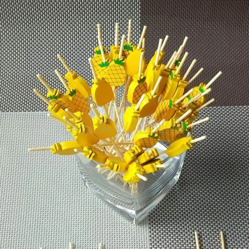 Food toothpicks bamboo sticks food picks 100 Pcs disposable for food fruit cocktail handmade picnic party supplies decoration
