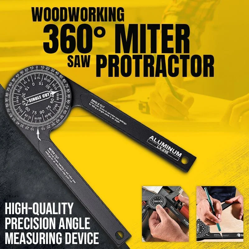 Angle Measuring Tool Aluminium Alloy Miter Saw Protractor 360&deg; Angle Finder Woodworking