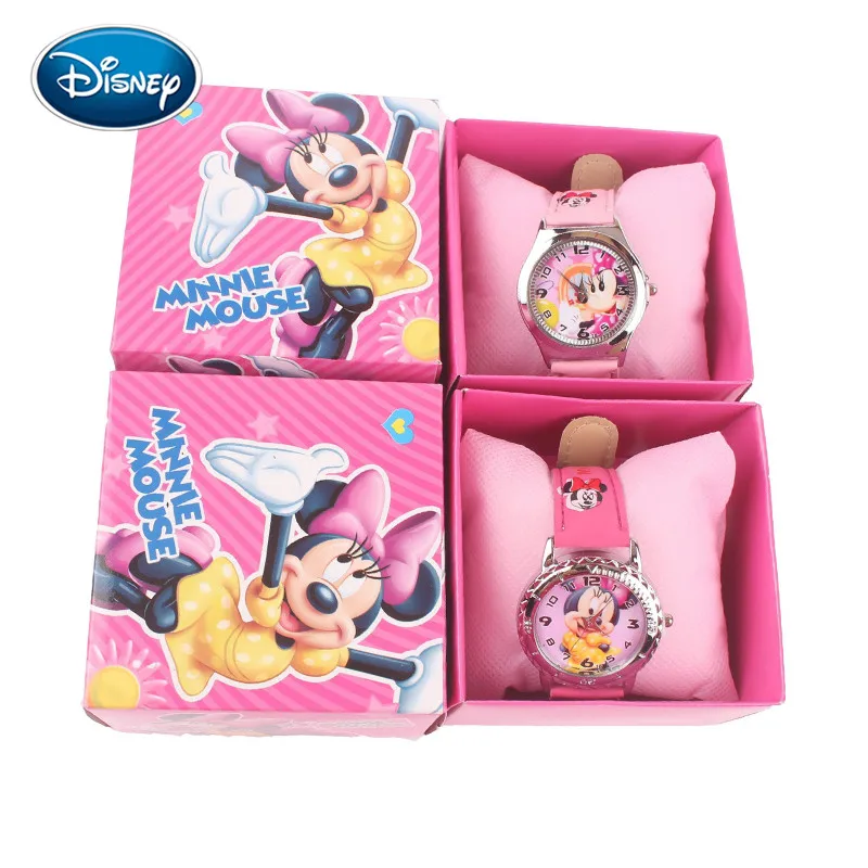 Детские часы Disney с героями мультфильмов для девочек милые детские кожаные