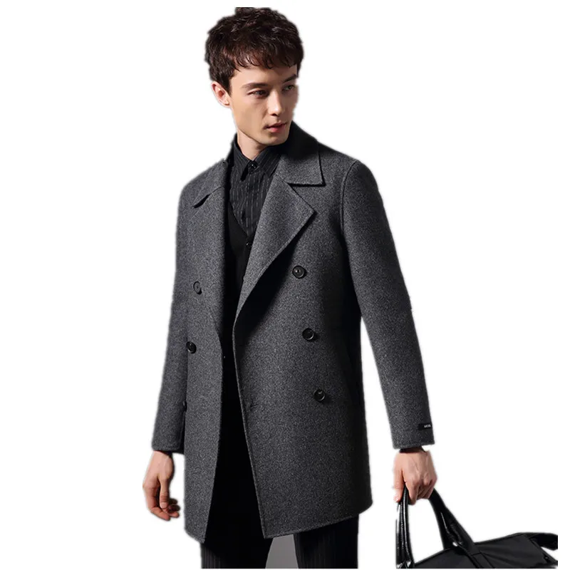 

Handmade Double-side Woolen Coat Autumn Winter Jacket Men 100% Wool Coats Windbreaker Long Coat Plus Size Abrigo Hombre MY1836