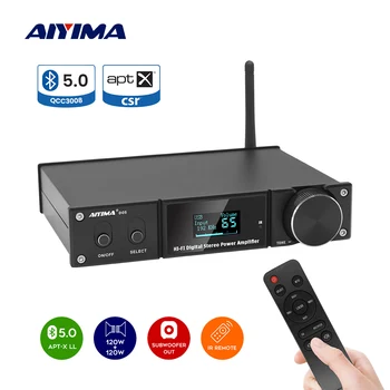 

AIYIMA Bluetooth 5.0 Power Amplifier 120Wx2 Digital Sound Amplificador Subwoofer Amplifier USB DAC OLED APTX 2.1 Home Theater