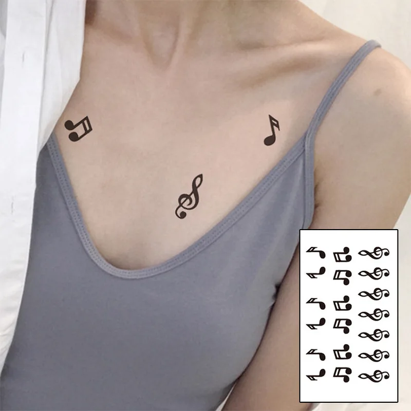 1pc Waterproof Music Note Temporary Tattoo Sticker on Ear Finger Bird Stars Line Streak Henna Tatto Flash Tatoo Fake for Women | Красота и