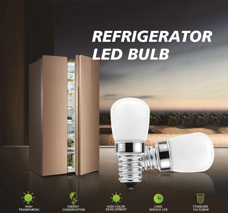 Lâmpada LED geladeira, 3W, lâmpada de milho, vidro leitoso, Substituir luzes de halogênio, freezer, forno microondas, 220V, E14