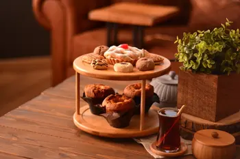 

Shelby 2 Tier Rotating Serving Board | Environmentally Friendly Bamboo | Home-Kitchen | Made in Turkey