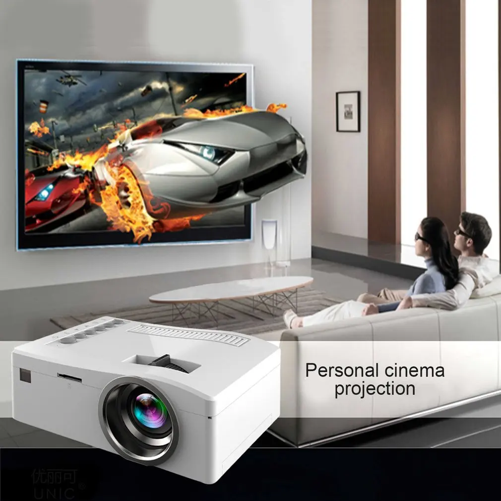 Мини-видеопроектор UC18 1080P HD светодиодный домашний мультимедийные развлечения ЖК-дисплей кинотеатр рукоять USB TV VGA HDMI проект