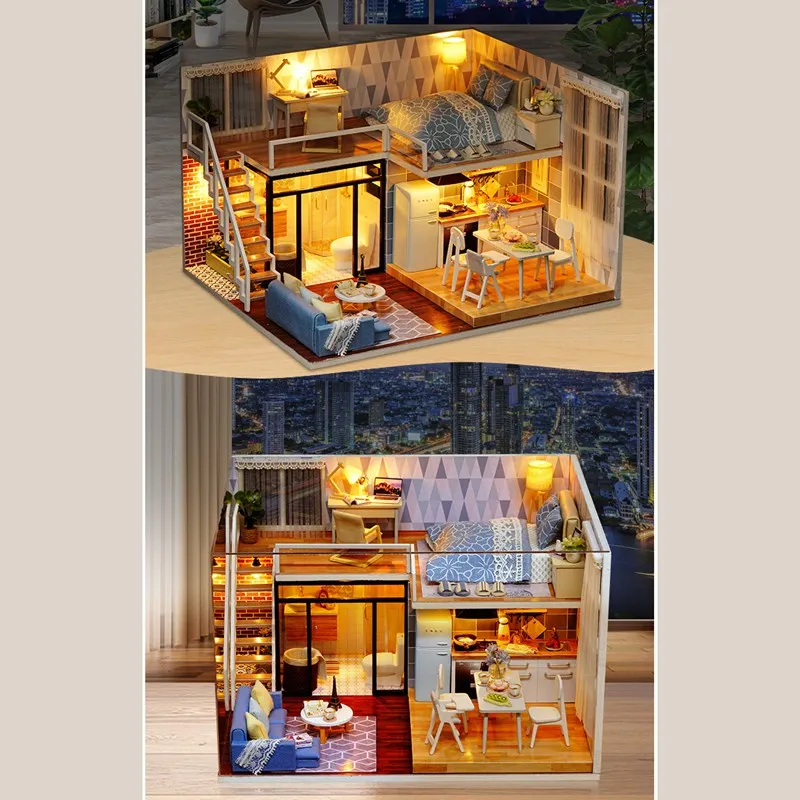 DIY деревянный кукольный дом кукольные домики миниатюрная кукольная мебель набор игрушек для детей