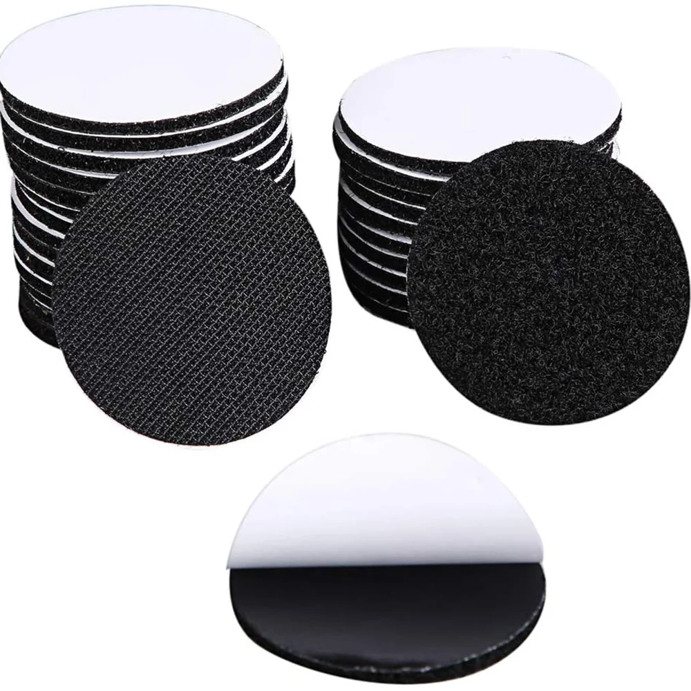 5-20Pairs 50mm Hook and Loop Interlocking Dots Sticky Self Adhesive  Fastener Tape Back Coins Hook