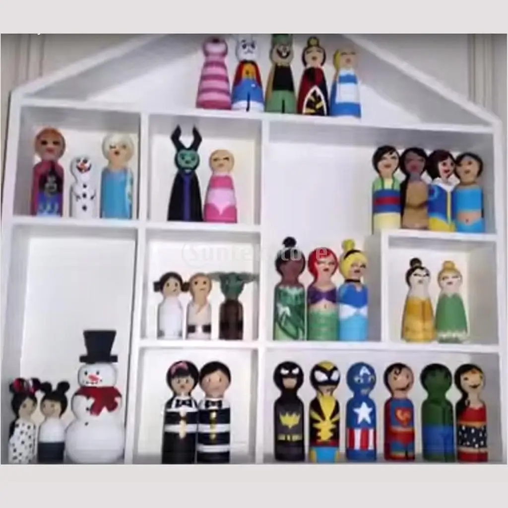 40pcs Wood Peg Dolls Natural Decorative Wooden Doll People For Family Activity Painting