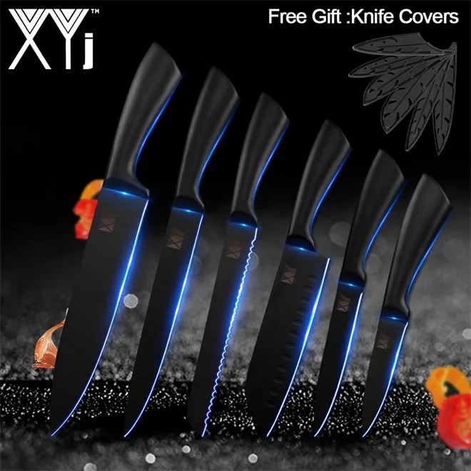 XYj резак нож инструменты из нержавеющей стали ножи Набор японский кухонный нож Секач шеф-повара сантоку шеф-повара кухонные ножи - Цвет: B.6Pcs Set Style 1