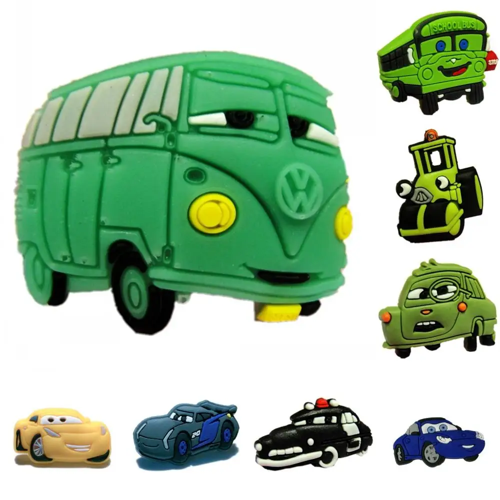 

10pcs/lot Toy Car Hot Cartoon Figures PVC shoe charms shoe accessories shoe decoration for croc jibz Kid's Party X-mas Gift