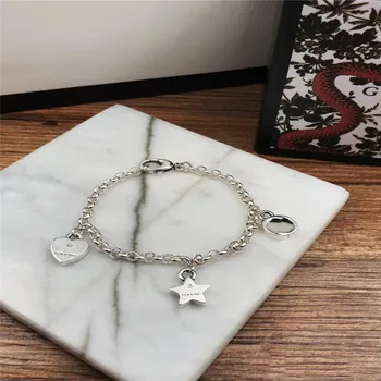 

Original Women classical charm 3 pendant bracelet S925 Sterling silver high quality Luxury brands Jewelry Logo Valentine gift