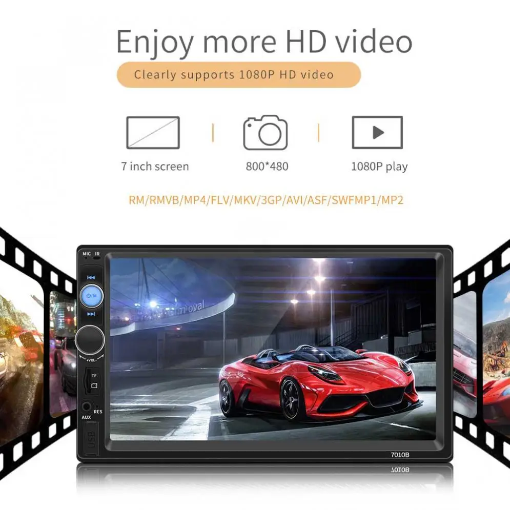 Bluetooth в тире HD сенсорный экран автомобиля видео FM Радио стерео плеер Зеркало Ссылка для iPhone Android/Aux в/камера заднего вида